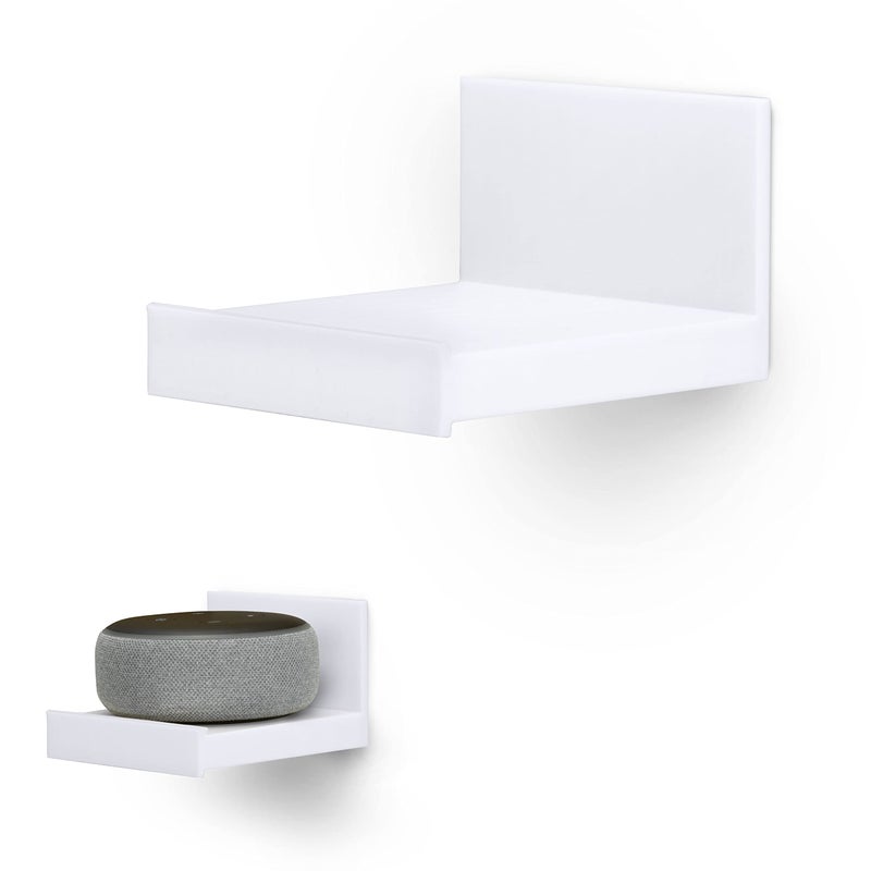BRAINWAVZ Screwless 4" Universal Shelf for Cloud Security Camera, Baby Monitor, Small Speakers, Electronics & More, No Tools, VHB Tape Strong Adheasive, Easy to Install by Brainwavz (White) - Image 1